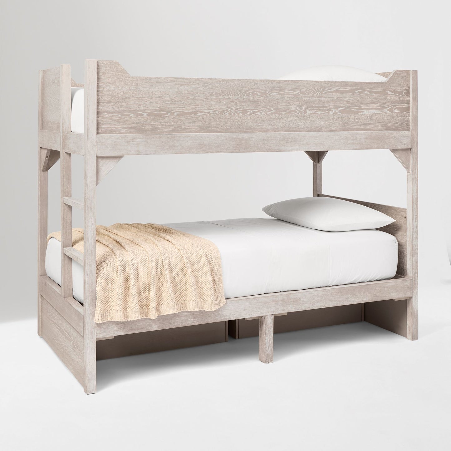 Wooden Bunk Bed with Storage Drawers in Rustic Teak Finish