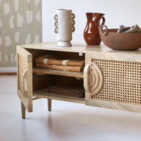 Wooden TV Cabinet for Entertainment Space in Natural Finish