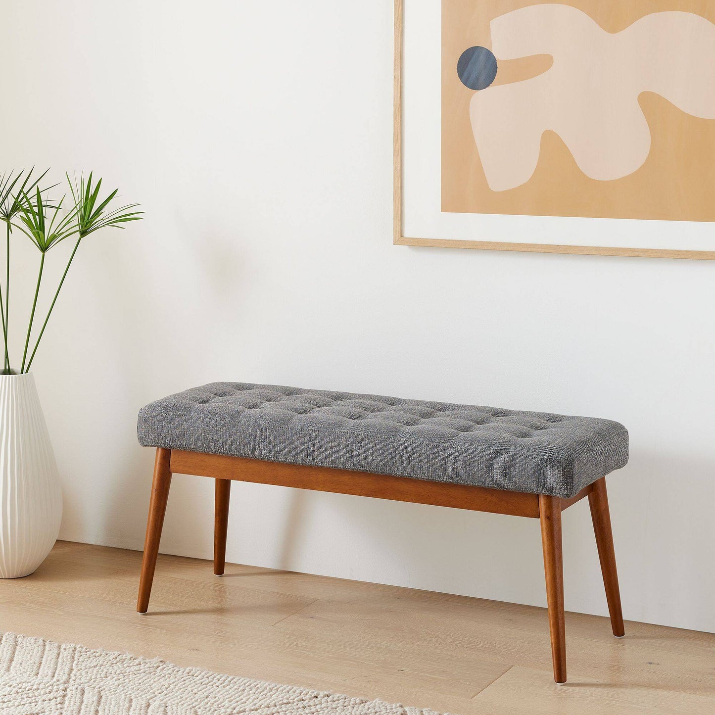 Wooden Tufted Bench | Upholstered Entryway Seating