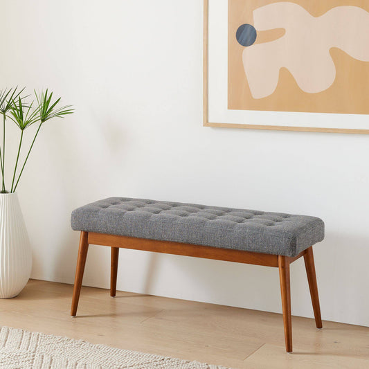 Wooden Tufted Bench | Upholstered Entryway Seating