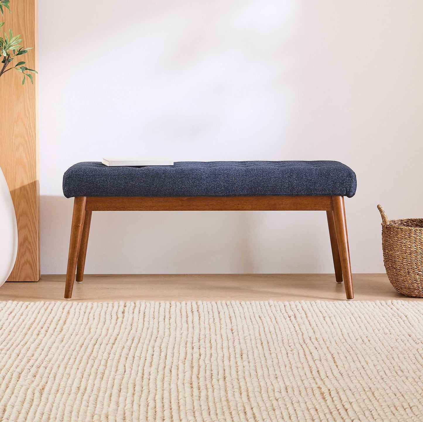 Wooden Tufted Bench | Upholstered Entryway Seating