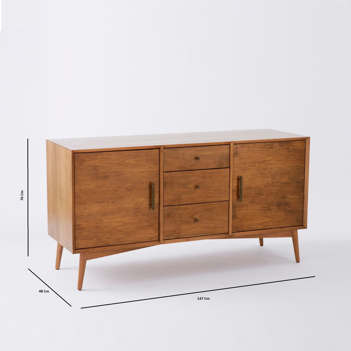 Solid Wood Media Console in Natural Finish for Entertainment Space