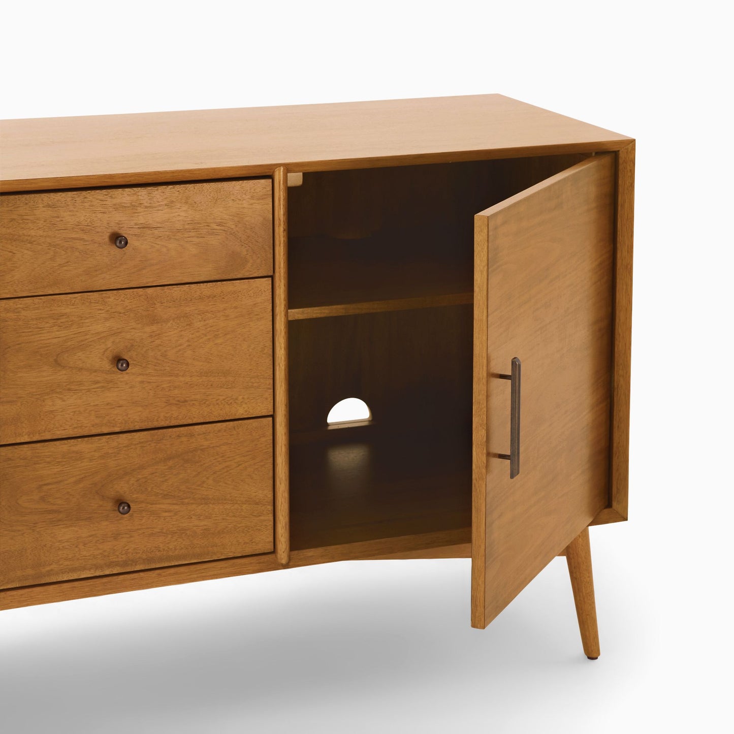 Solid Wood Media Console in Natural Finish for Entertainment Space
