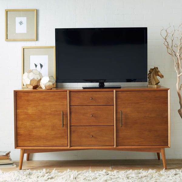 Solid Wood Media Console in Natural Finish for Entertainment Space