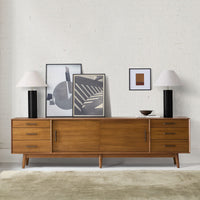 Solid Wood TV Cabinet in Natural Finish for Living Room