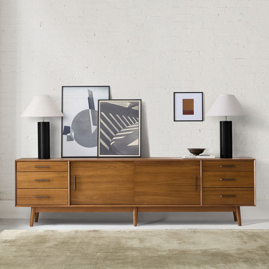 Solid Wood TV Cabinet in Natural Finish for Living Room