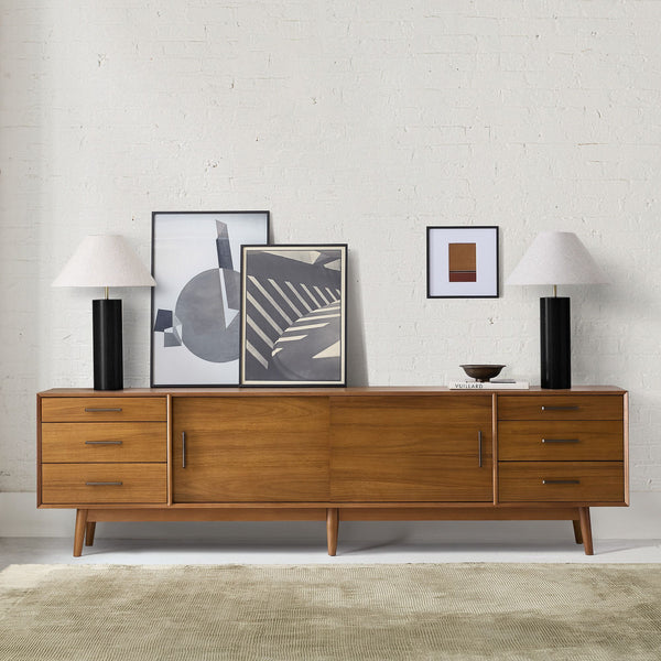 Solid Wood TV Cabinet in Natural Finish for Living Room