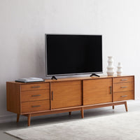 Solid Wood TV Cabinet in Natural Finish for Living Room