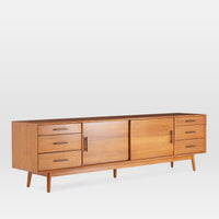 Solid Wood TV Cabinet in Natural Finish for Living Room