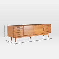 Solid Wood TV Cabinet in Natural Finish for Living Room