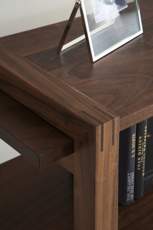 Solid Wood Bookshelf for Living Storage in Walnut Finish