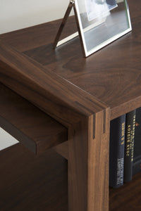 Solid Wood Bookshelf for Living Storage in Walnut Finish