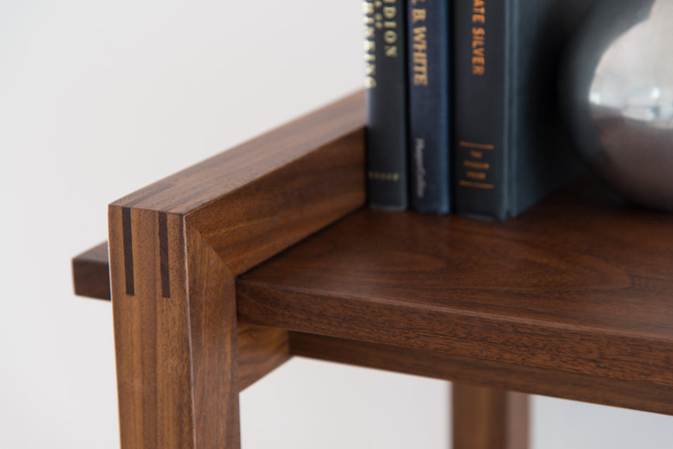 Solid Wood Bookshelf for Living Storage in Walnut Finish