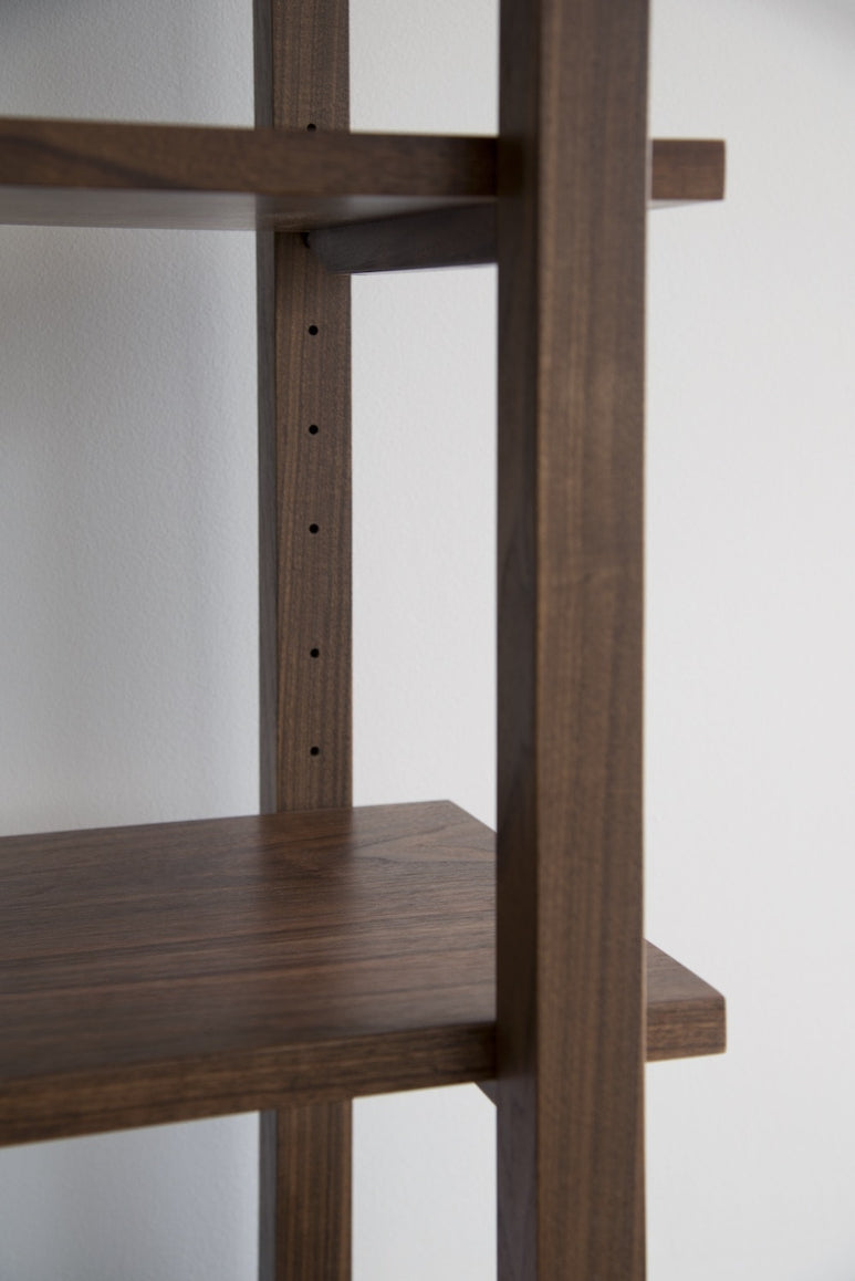 Solid Wood Bookshelf for Living Storage in Walnut Finish
