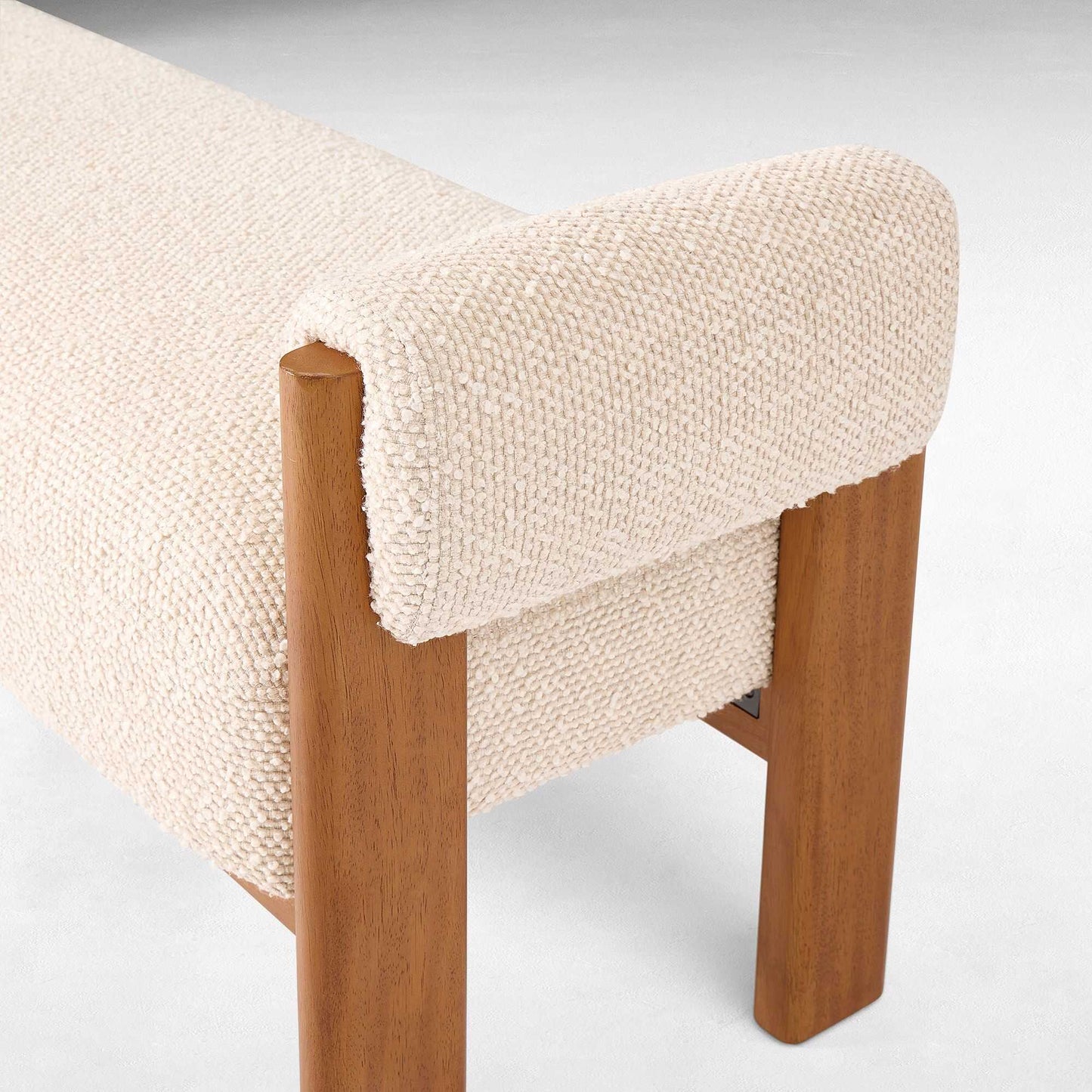 Solid Wood Upholstered Bench with Armrests