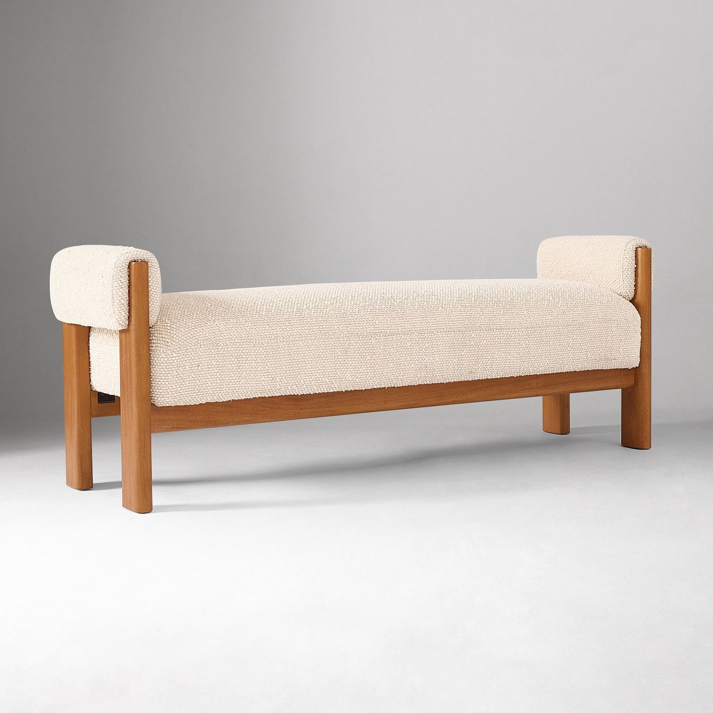 Solid Wood Upholstered Bench with Armrests