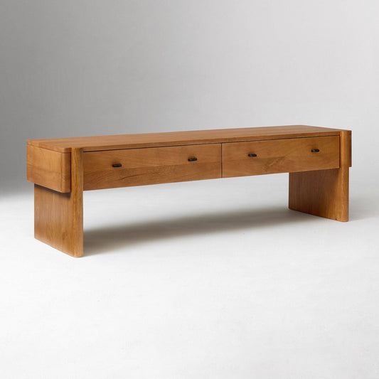 Solid Wood Storage Bench with Drawers