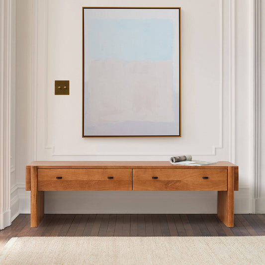 Solid Wood Storage Bench with Drawers