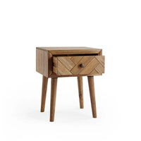 Wooden Bedside Table with 1 Drawer in Oak Finish
