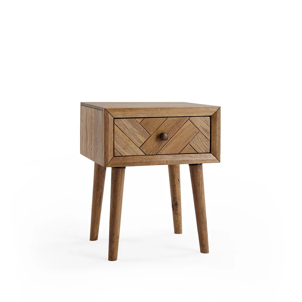 Wooden Bedside Table with 1 Drawer in Oak Finish