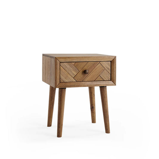 Wooden Bedside Table with 1 Drawer in Oak Finish
