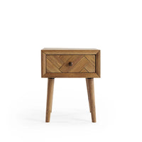 Wooden Bedside Table with 1 Drawer in Oak Finish