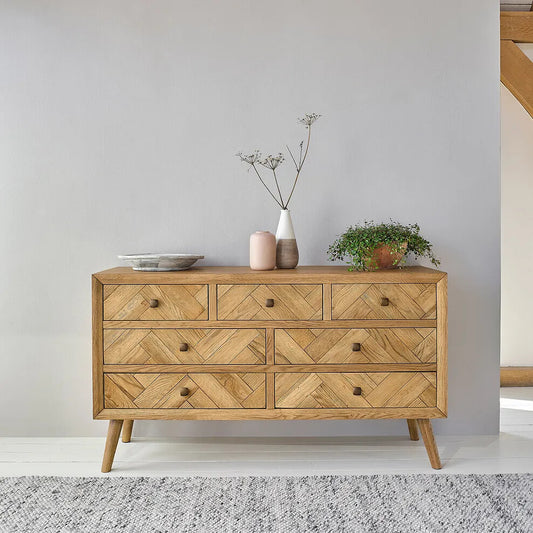 Wooden Chest of Drawer for Living Room in Natural Finish
