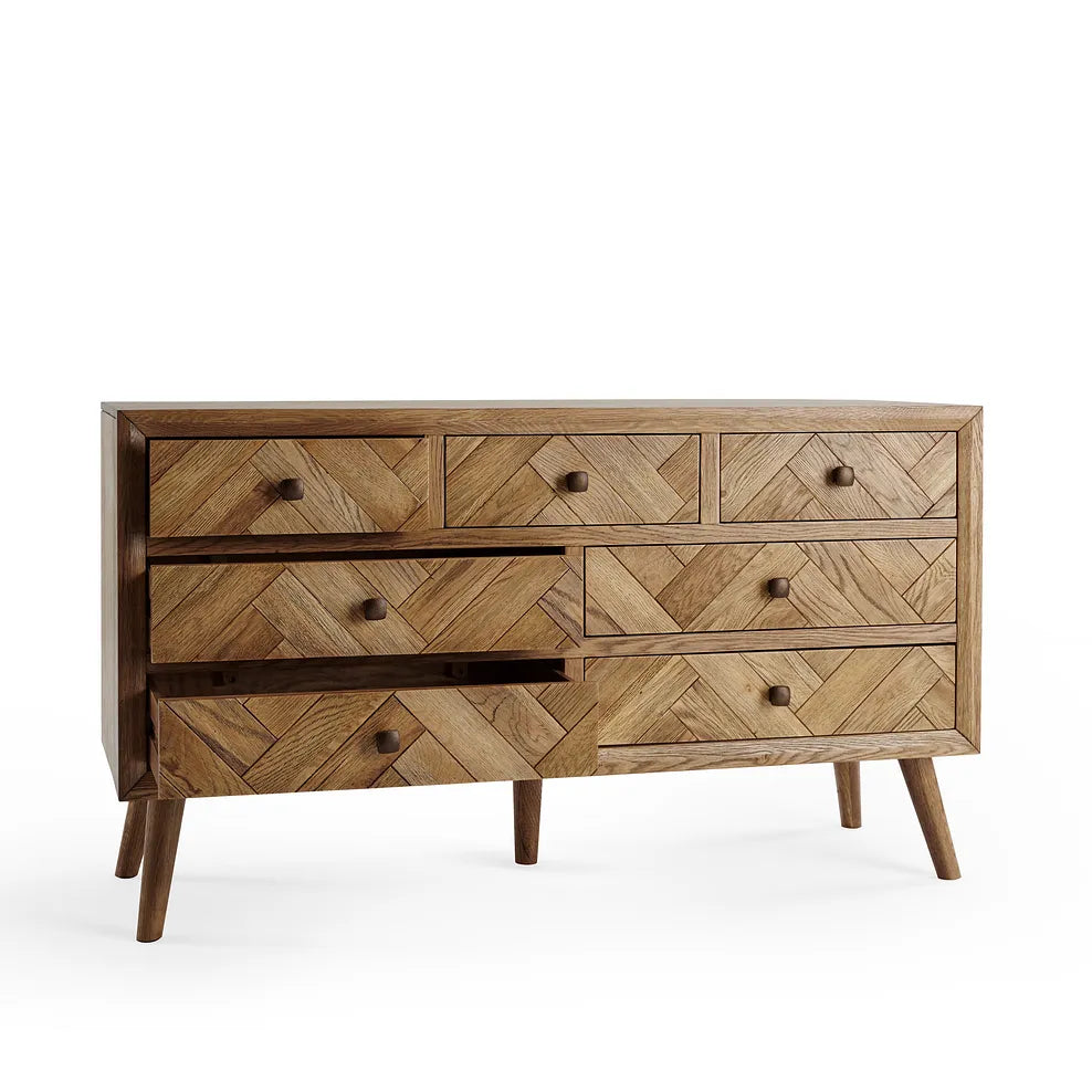 Wooden Chest of Drawer for Living Room in Natural Finish