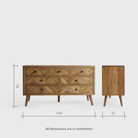 Wooden Chest of Drawer for Living Room in Natural Finish