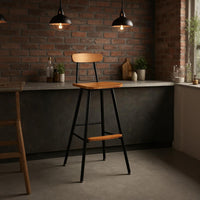 Solid Wood Bar Stool with Iron Leg for Bar Furniture