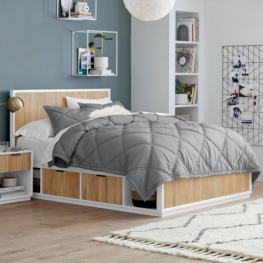 Solid Wood Platform Bed with Storage Drawers