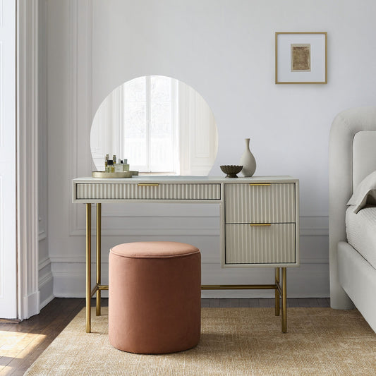Wooden Dressing Table with Round Mirror