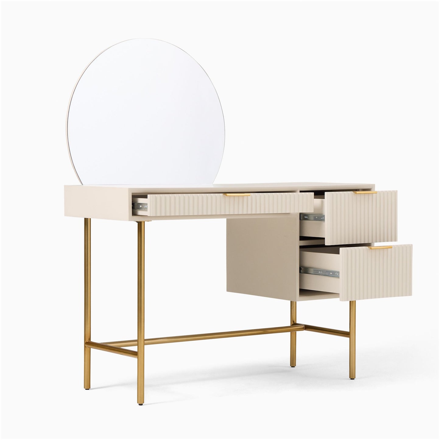 Wooden Dressing Table with Round Mirror