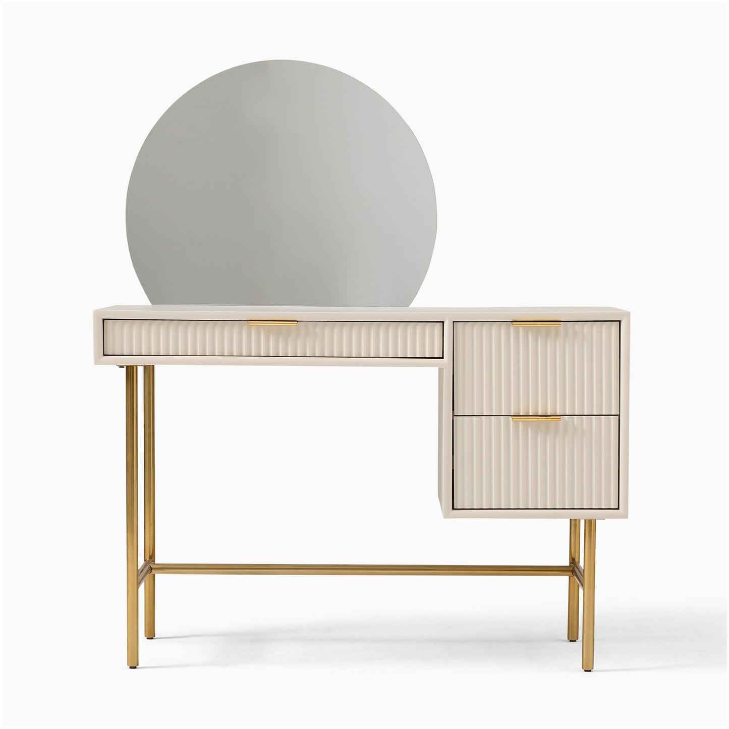 Wooden Dressing Table with Round Mirror