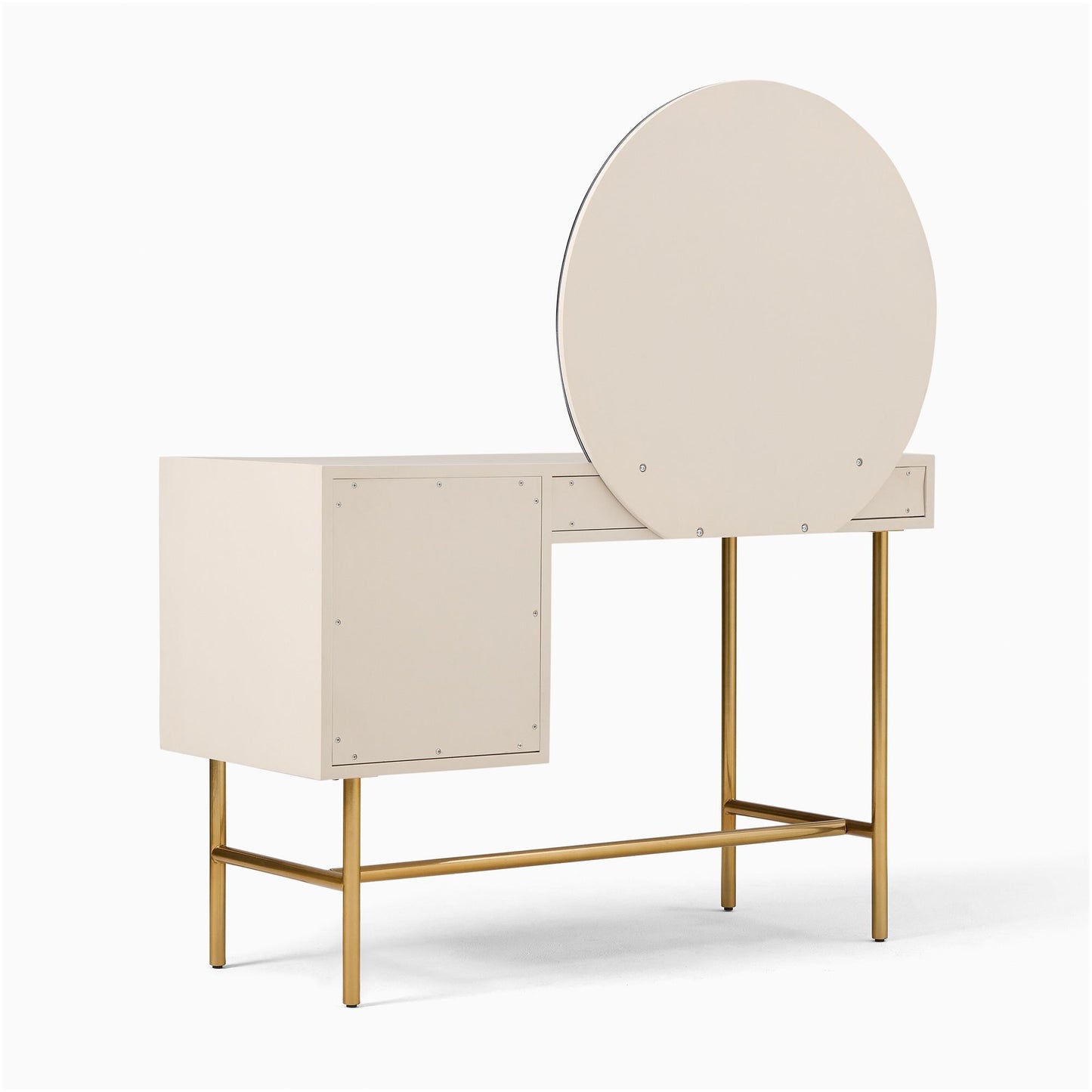 Wooden Dressing Table with Round Mirror