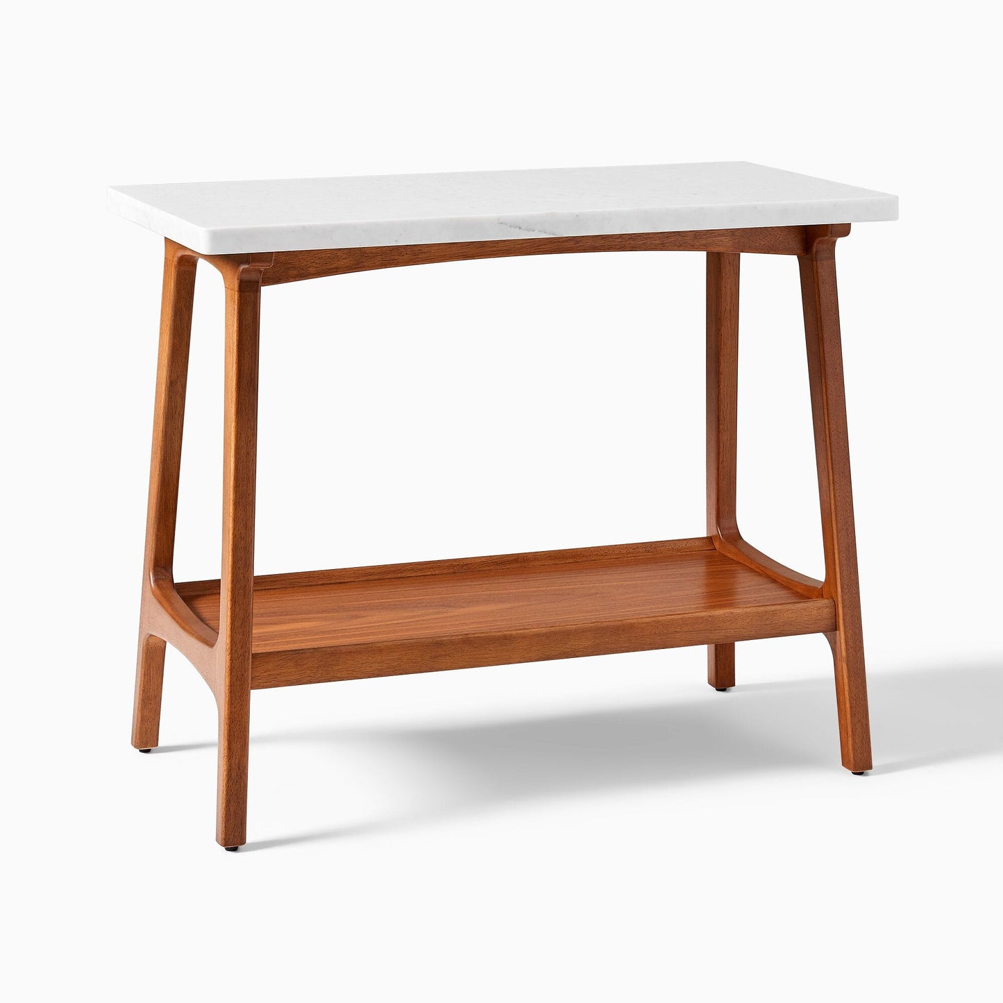 Wooden Marble Top Side Table with Wooden Base
