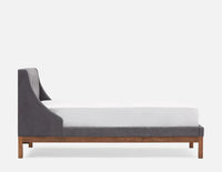 Solid Wood Single Bed with Upholstered Wingback