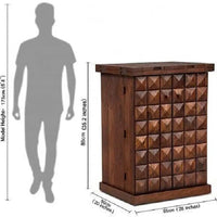 Solid Wood Bar Cabinet for Wine Bottle and Glass Storage