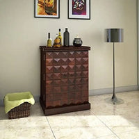 Solid Wood Bar Cabinet for Wine Bottle and Glass Storage