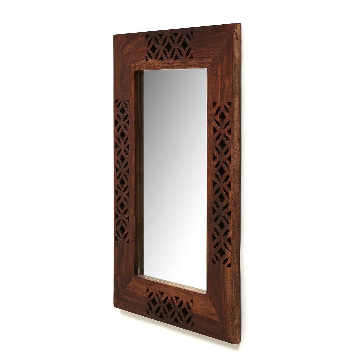 Solid Sheesham Wood Rectangle Wall Mirror for Bedroom