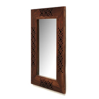 Solid Sheesham Wood Rectangle Wall Mirror for Bedroom