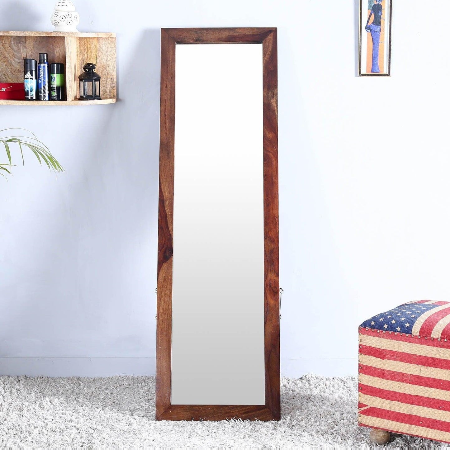 Solid Sheesham Wood Floor Standing Mirror