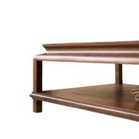 Wooden Coffee Table with Molded Edge & Shelf