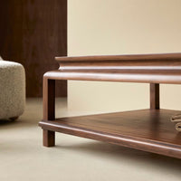 Wooden Coffee Table with Molded Edge & Shelf