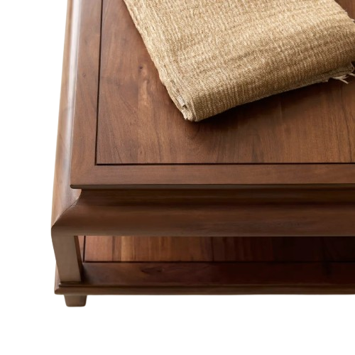 Wooden Coffee Table with Molded Edge & Shelf