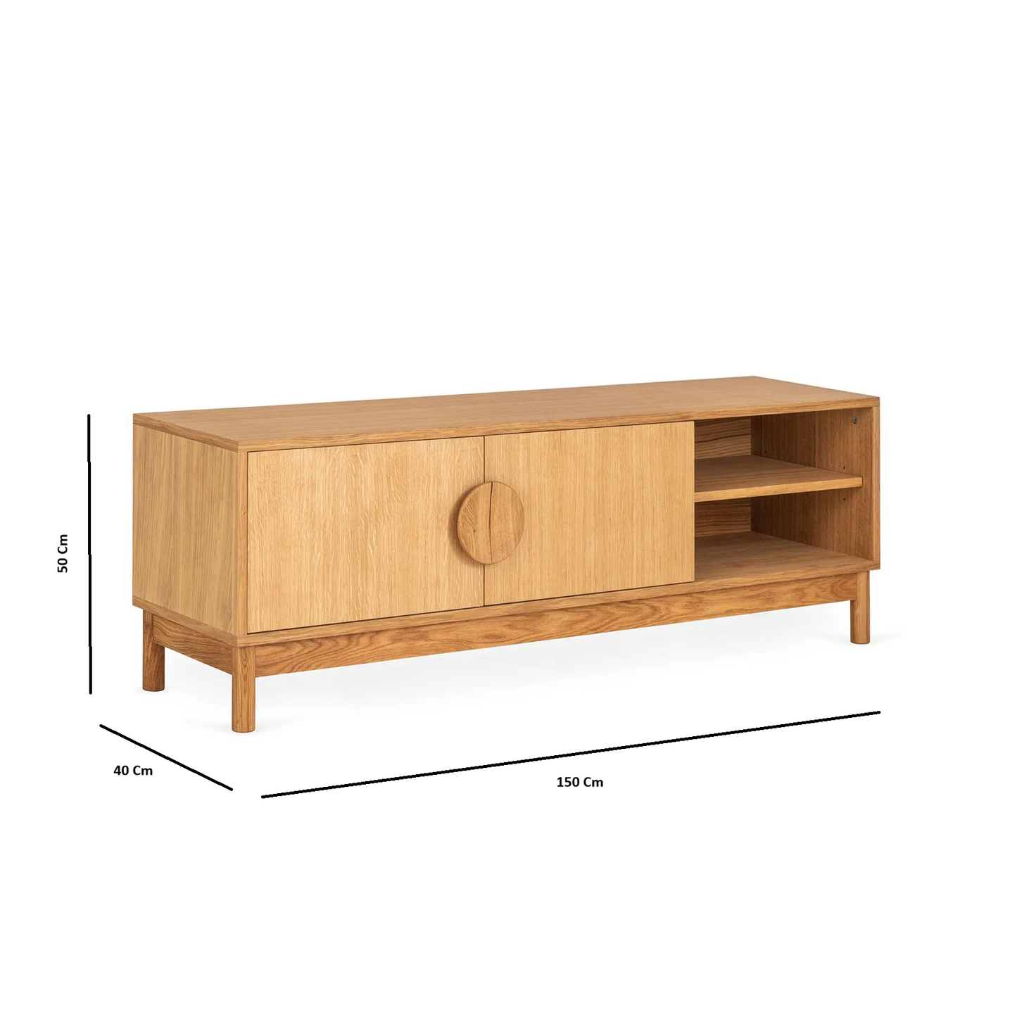 Solid Wood TV Unit for Entertaiment Space in Natural Oak Finish